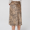 Pereka 100% Mulberry Pure Printed Leopard Mid Length Silk Skirt untuk Wanita